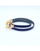 BRACELET CUIR BLEU VIOLET FERMOIR DORE MINA