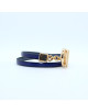 BRACELET CUIR BLEU VIOLET FERMOIR DORE MINA