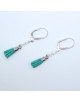 BOUCLES ARGENTEES MOTIF OEIL POMPON VERT ALEXYA