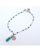 BRACELET ARGENT PERLES TURQUOISE MEDAILLE MAYLINE