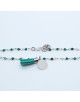 BRACELET ARGENT PERLES TURQUOISE MEDAILLE MAYLINE