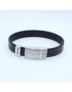 BRACELET EN CUIR NOIR FERMOIR DESIGN TIAGO