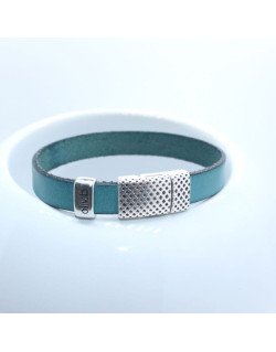 BRACELET EN CUIR BLEU FERMOIR DESIGN BASTIEN