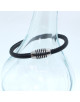 BRACELET EN CUIR NOIR FERMOIR TUBE ACIER MANOE