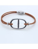 BRACELET MAILLE MARINE EN CUIR CAMEL TERRY