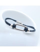 BRACELET OVALE EN CUIR BLEU MARINE ELIE