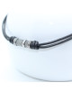 COLLIER CUIR ET ACIER MAT NOIR JULIAN