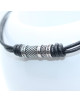 COLLIER CUIR ET ACIER MAT NOIR JULIAN