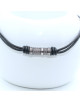 COLLIER CUIR ET ACIER MAT NOIR JULIAN