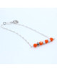 BRACELET ARGENT PERLES ORANGE ET BLANCHE VANIA