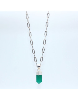 SAUTOIR ARGENT MALACHITE DIANA